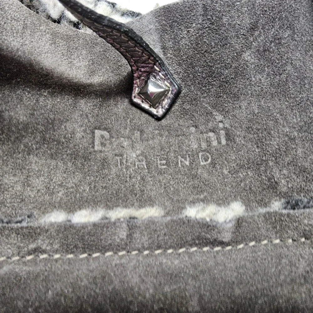 Baldinini Trend‎ Tote Bag Womens Large Gray Suede Shearling Italy Metallic